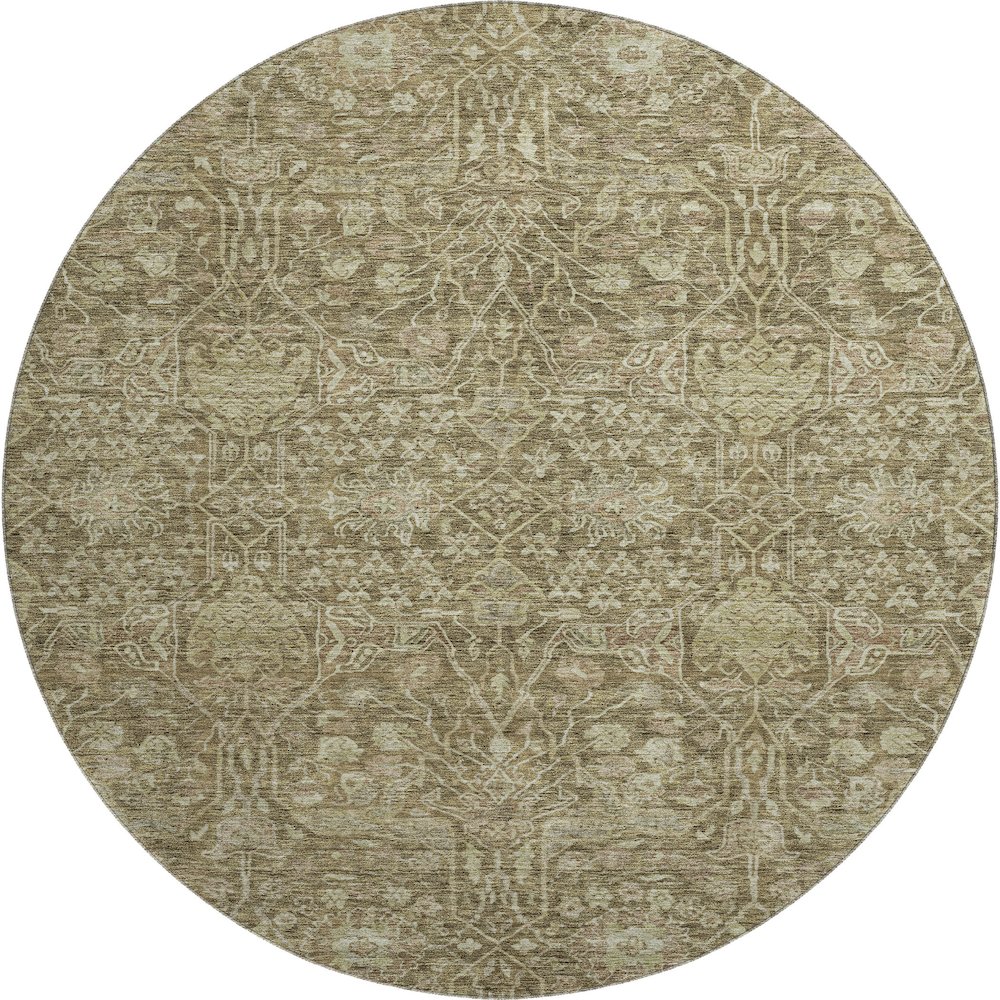 Premium Machine Washable Mayfield AMF1133 Brown 8' x 8' Round Rug. Picture 1