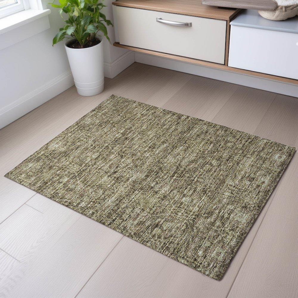 Premium Machine Washable Mayfield AMF1133 Brown 1'8" x 2'6" Rug. Picture 5
