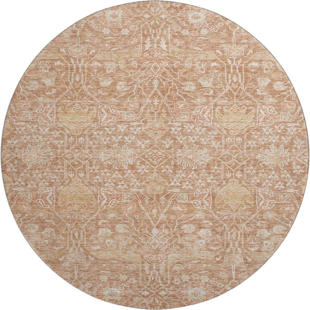 Premium Machine Washable Mayfield AMF1133 Coral 8' x 8' Round Rug. Picture 1