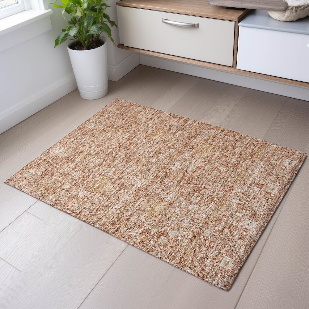 Premium Machine Washable Mayfield AMF1133 Coral 1'8" x 2'6" Rug. Picture 5