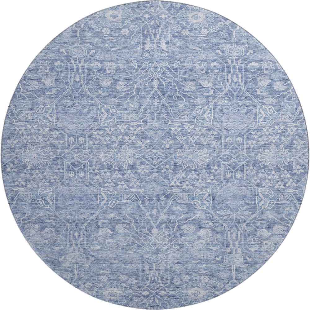 Premium Machine Washable Mayfield AMF1133 Denim 8' x 8' Round Rug. Picture 1