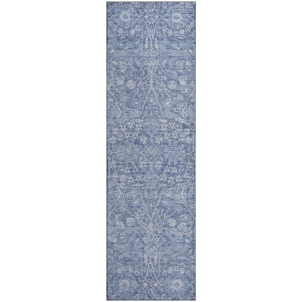 Premium Machine Washable Mayfield AMF1133 Denim 2'3" x 7'6" Runner Rug. Picture 1