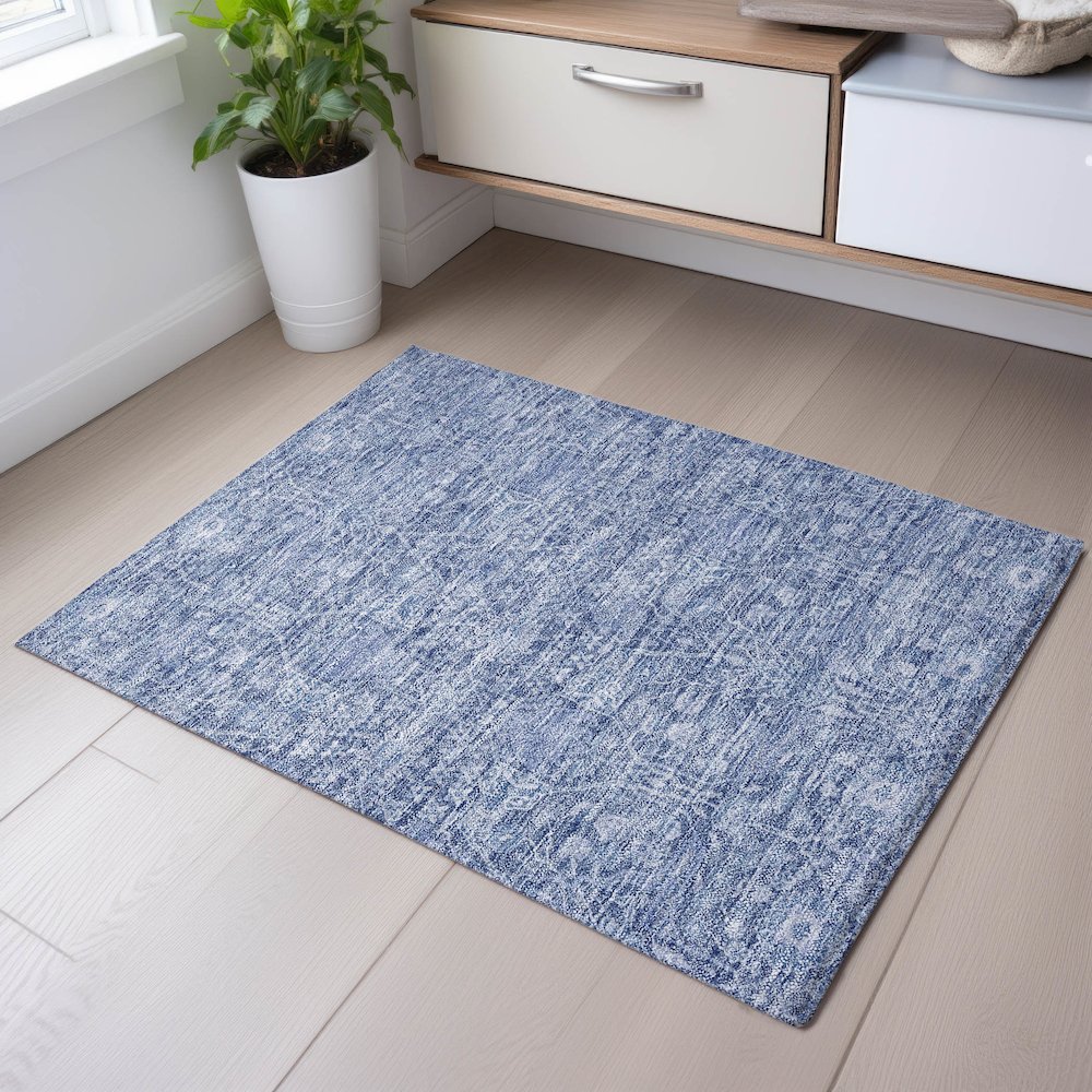 Premium Machine Washable Mayfield AMF1133 Denim 1'8" x 2'6" Rug. Picture 5