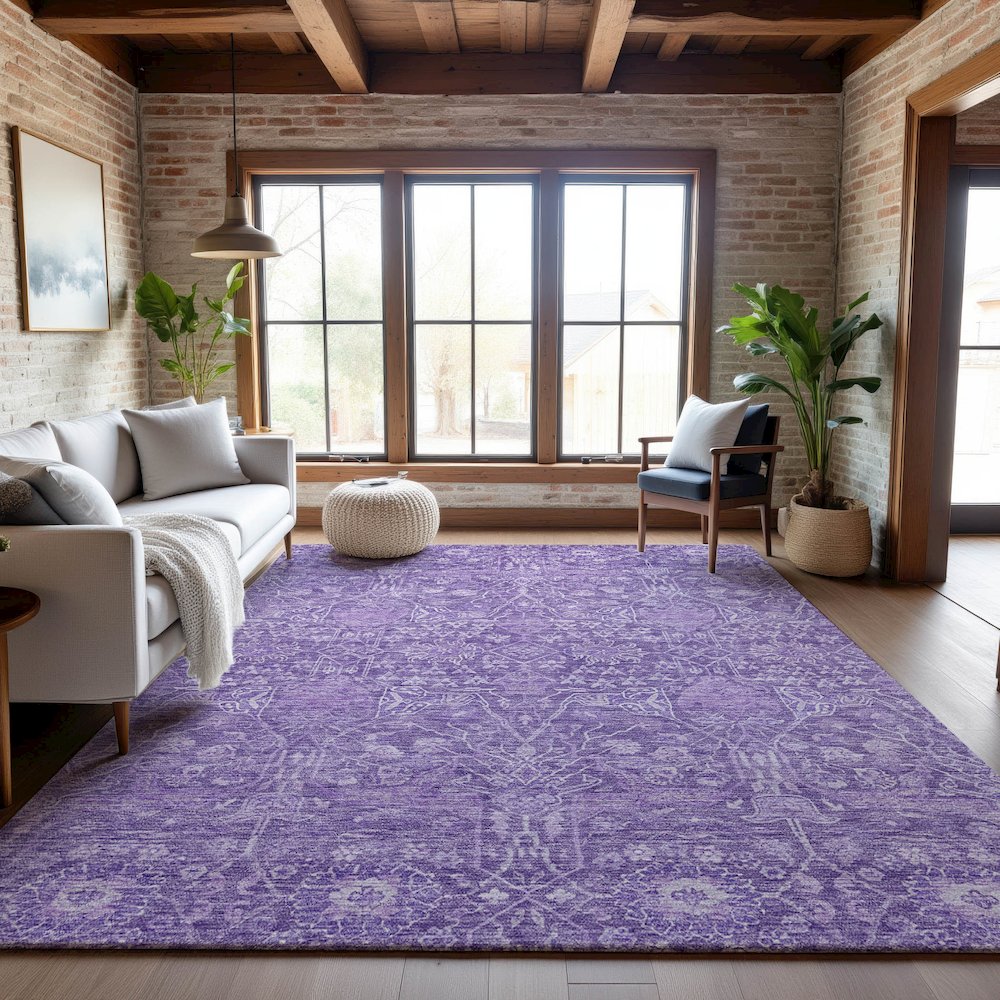 Premium Machine Washable Mayfield AMF1133 Plum 2'6" x 3'10" Rug. Picture 5
