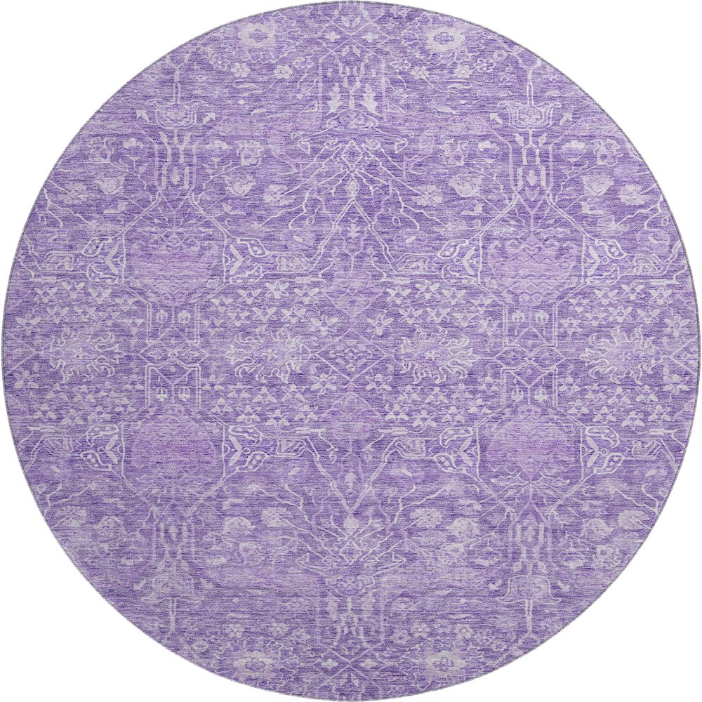 Premium Machine Washable Mayfield AMF1133 Plum 8' x 8' Round Rug. Picture 1