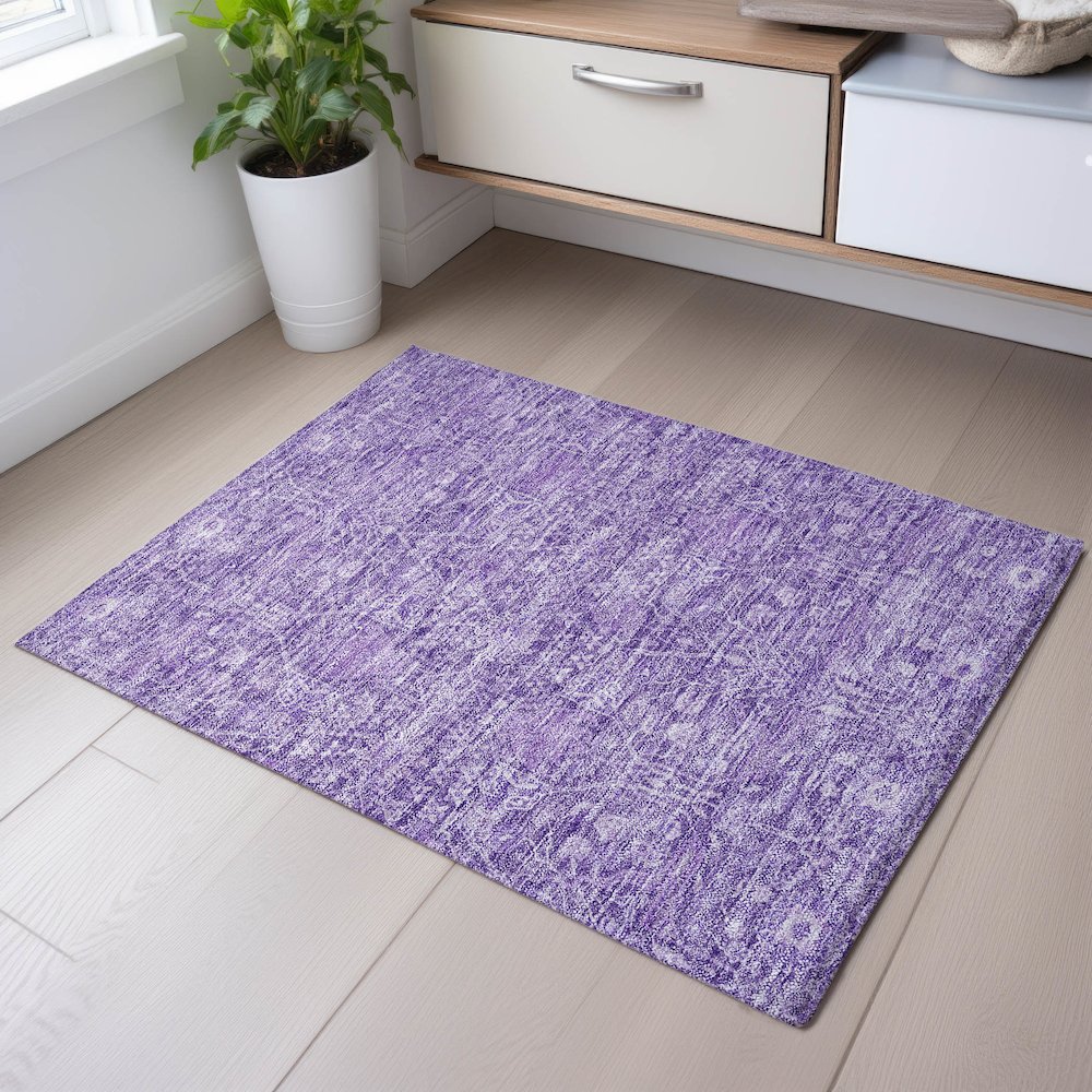 Premium Machine Washable Mayfield AMF1133 Plum 1'8" x 2'6" Rug. Picture 5