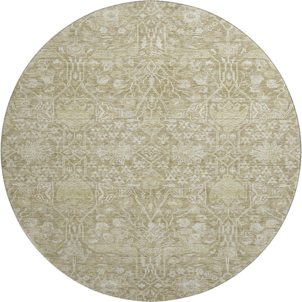 Premium Machine Washable Mayfield AMF1133 Taupe 8' x 8' Round Rug. Picture 1