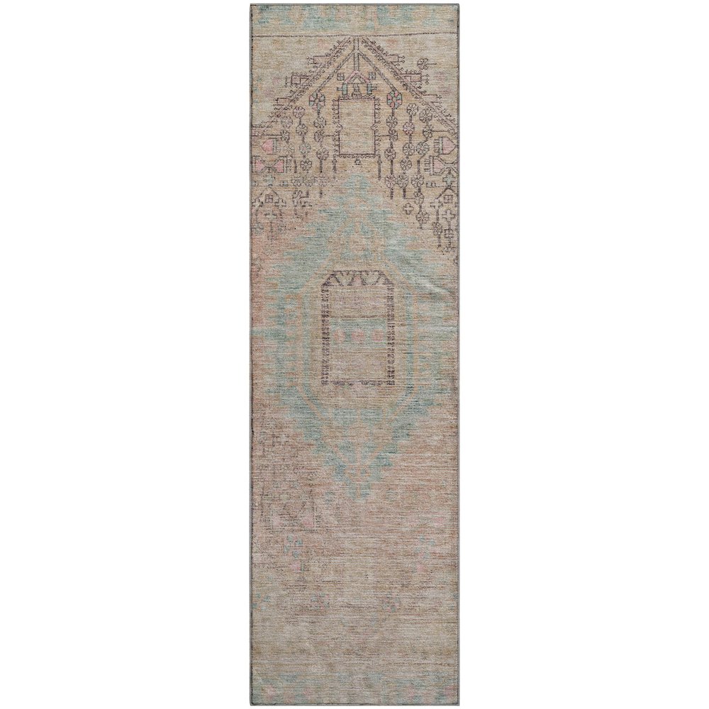 Premium Machine Washable Mayfield AMF1134 Pink 2'3" x 7'6" Runner Rug. Picture 1