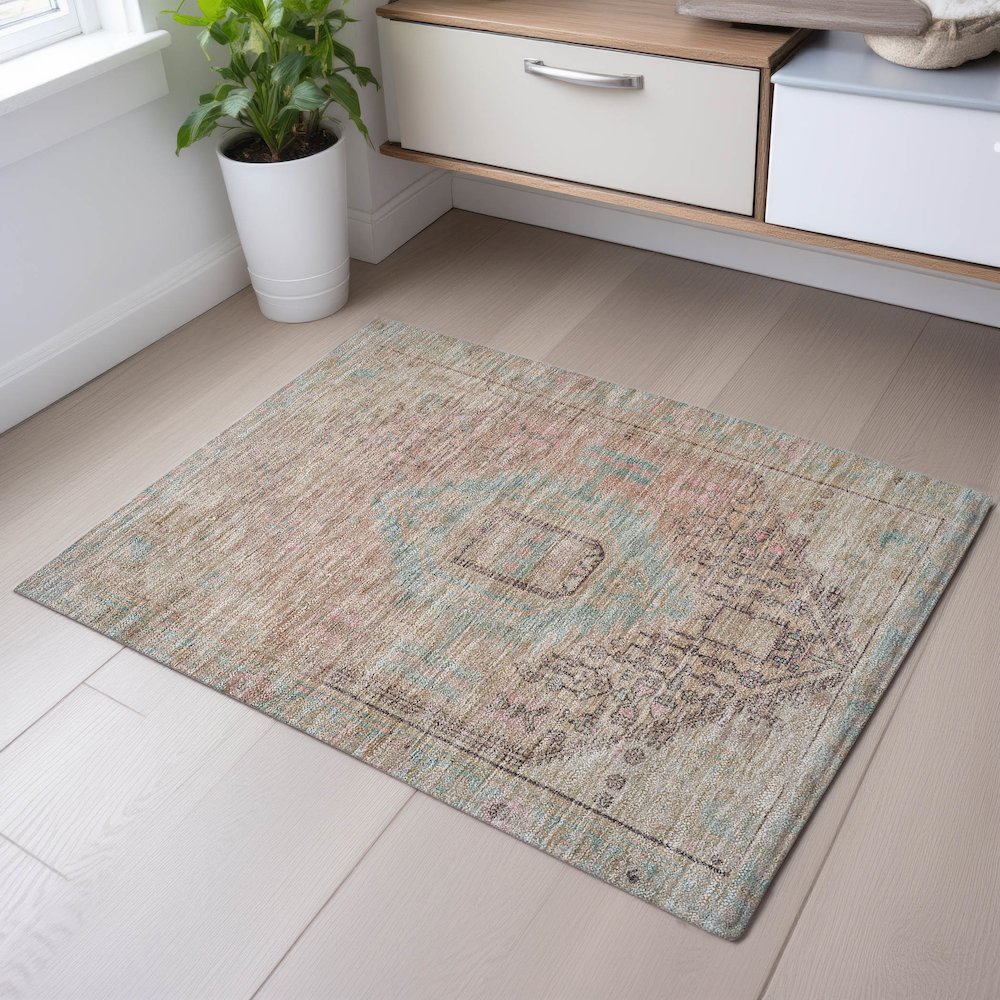 Premium Machine Washable Mayfield AMF1134 Pink 1'8" x 2'6" Rug. Picture 5