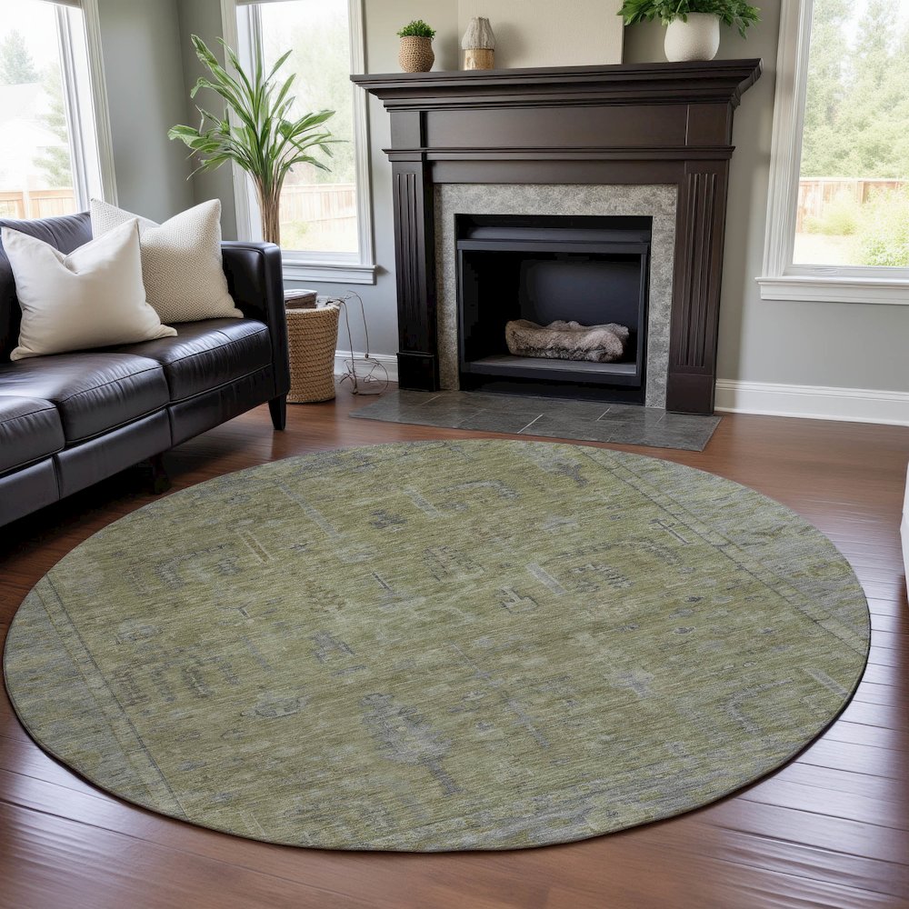 Premium Machine Washable Mayfield AMF1135 Aloe 8' x 8' Round Rug. Picture 5