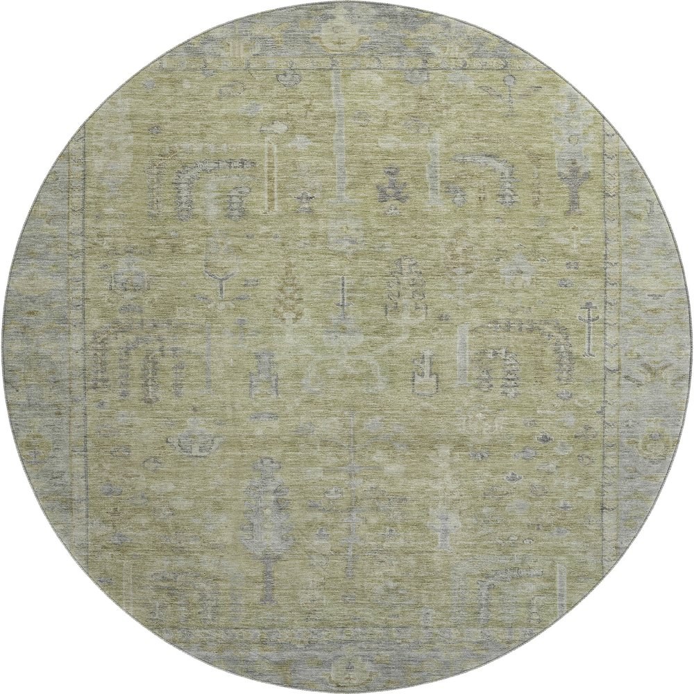 Premium Machine Washable Mayfield AMF1135 Aloe 8' x 8' Round Rug. Picture 1