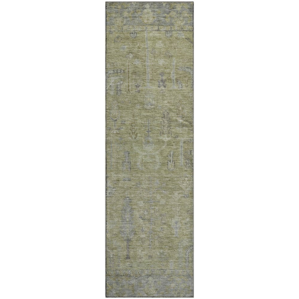 Premium Machine Washable Mayfield AMF1135 Aloe 2'3" x 7'6" Runner Rug. Picture 1