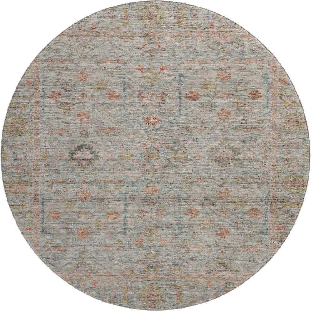 Premium Machine Washable Mayfield AMF1136 Taupe 8' x 8' Round Rug. Picture 1
