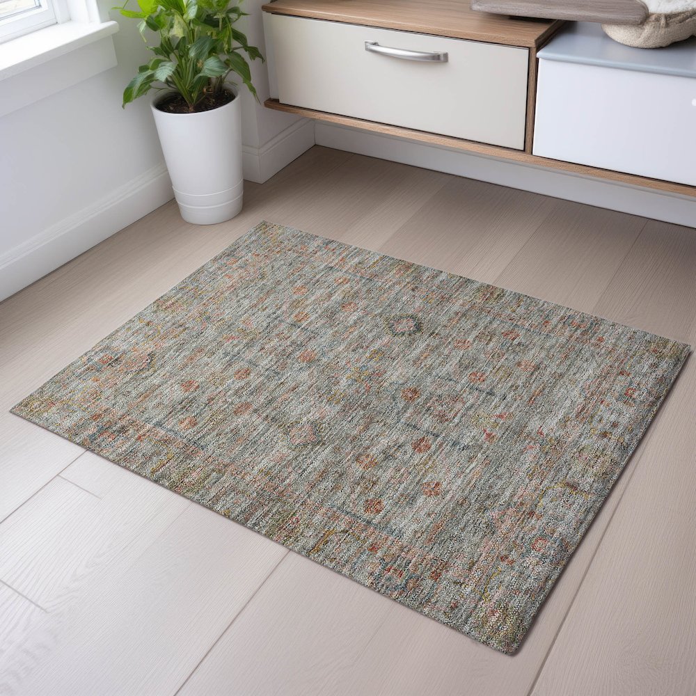 Premium Machine Washable Mayfield AMF1136 Taupe 1'8" x 2'6" Rug. Picture 5