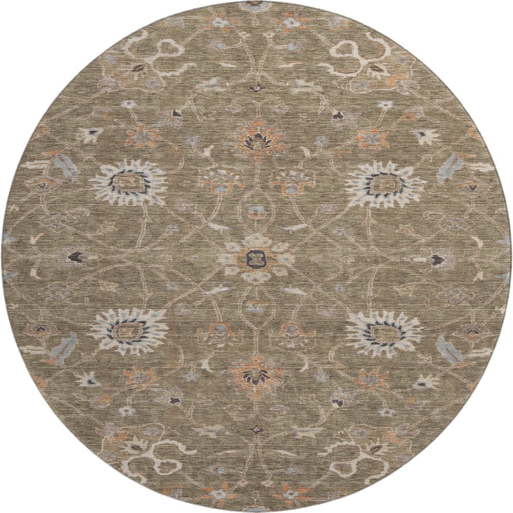 Premium Machine Washable Mayfield AMF1137 Brown 8' x 8' Round Rug. Picture 1