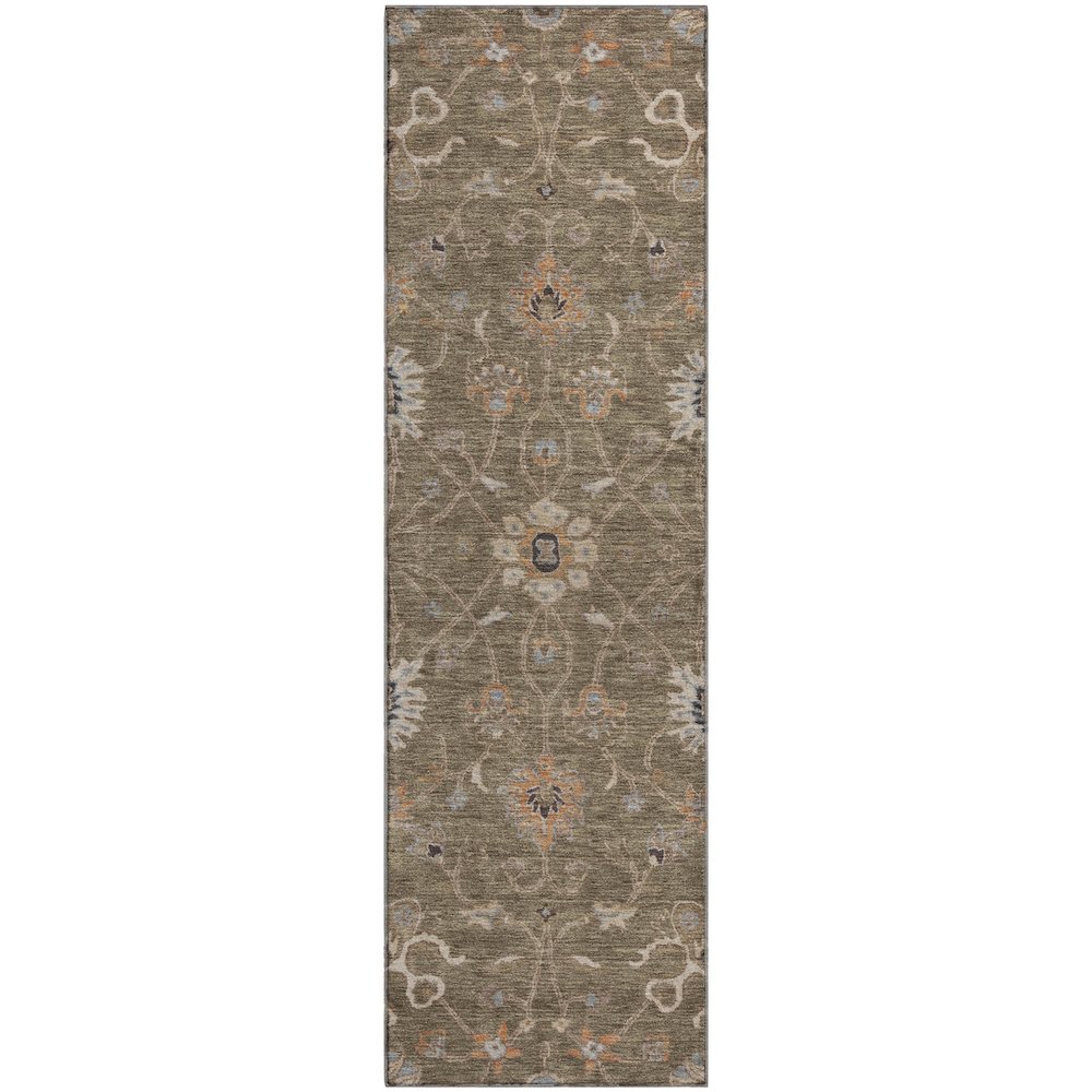 Premium Machine Washable Mayfield AMF1137 Brown 2'3" x 7'6" Runner Rug. Picture 1