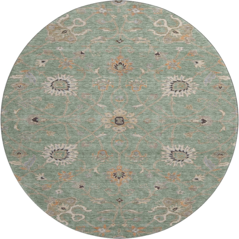 Premium Machine Washable Mayfield AMF1137 Cactus 8' x 8' Round Rug. Picture 1