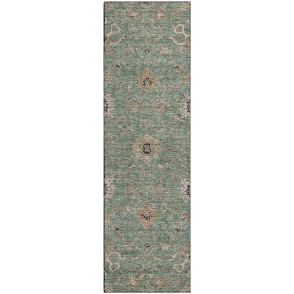 Premium Machine Washable Mayfield AMF1137 Cactus 2'3" x 7'6" Runner Rug. Picture 1