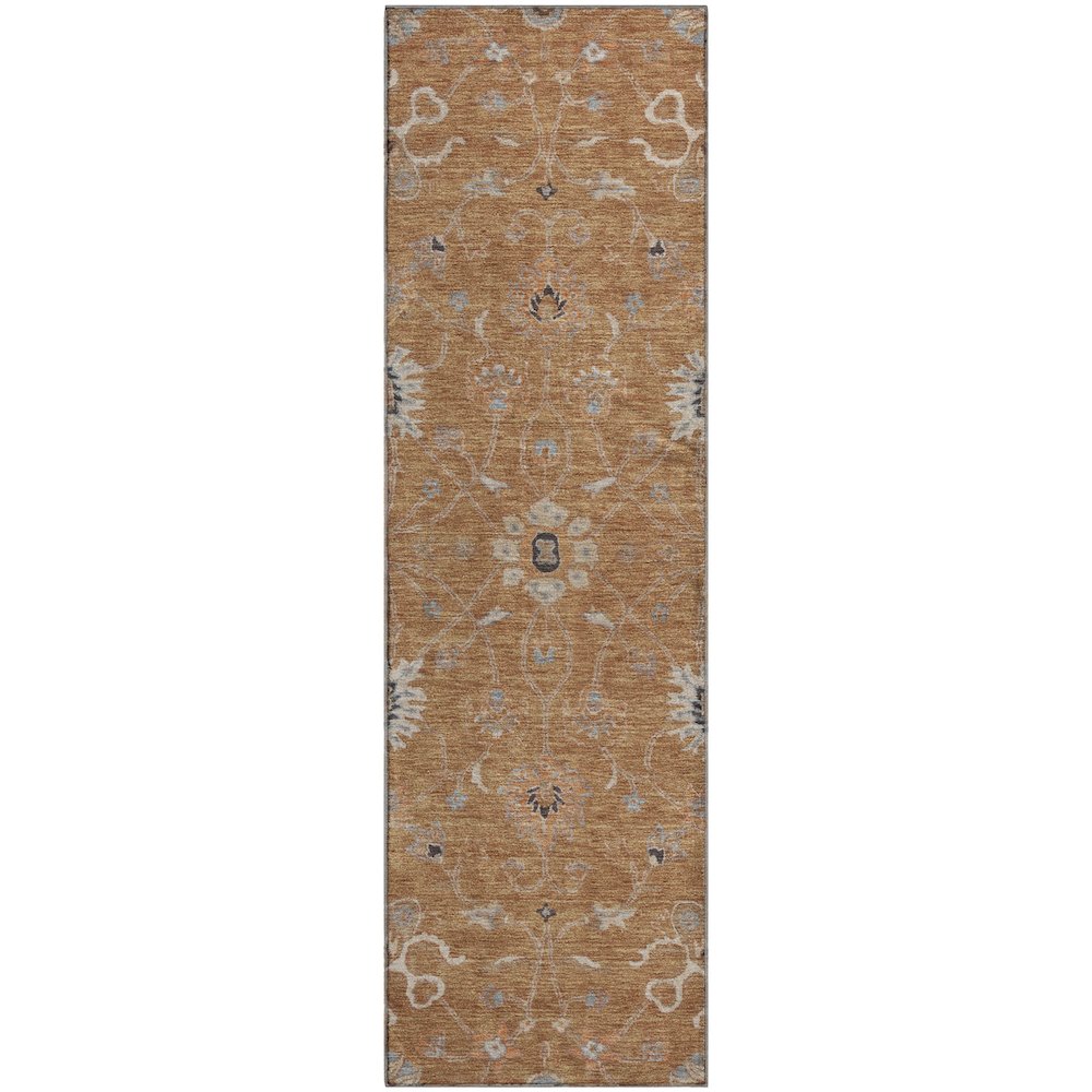 Premium Machine Washable Mayfield AMF1137 Copper 2'3" x 7'6" Runner Rug. Picture 1