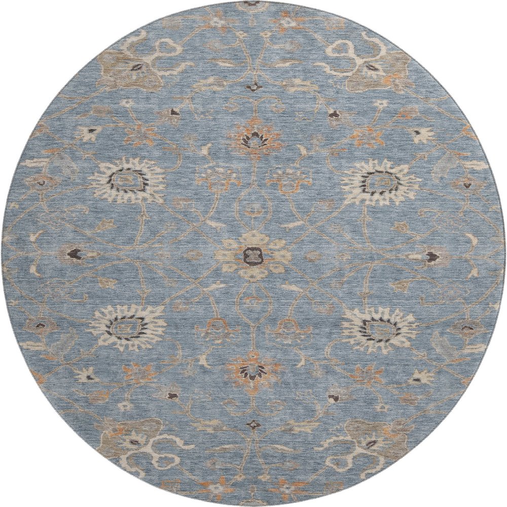 Premium Machine Washable Mayfield AMF1137 Denim 8' x 8' Round Rug. Picture 1