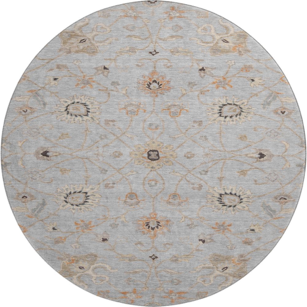 Premium Machine Washable Mayfield AMF1137 Gray 8' x 8' Round Rug. Picture 1