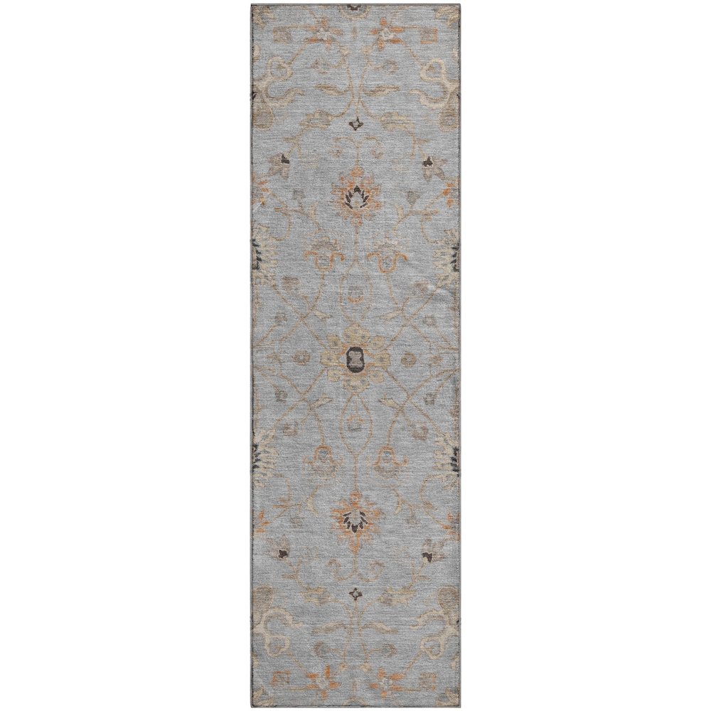 Premium Machine Washable Mayfield AMF1137 Gray 2'3" x 7'6" Runner Rug. Picture 1