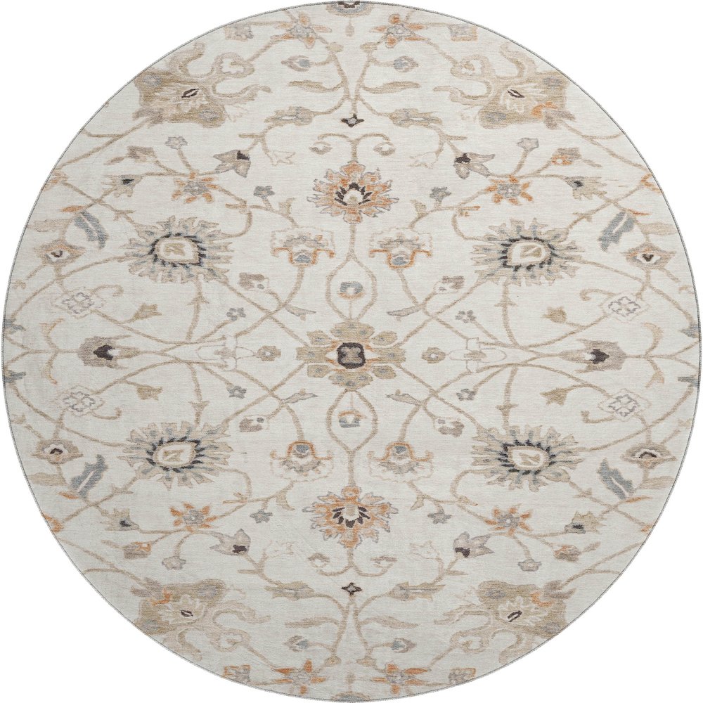 Premium Machine Washable Mayfield AMF1137 Ivory 8' x 8' Round Rug. Picture 1