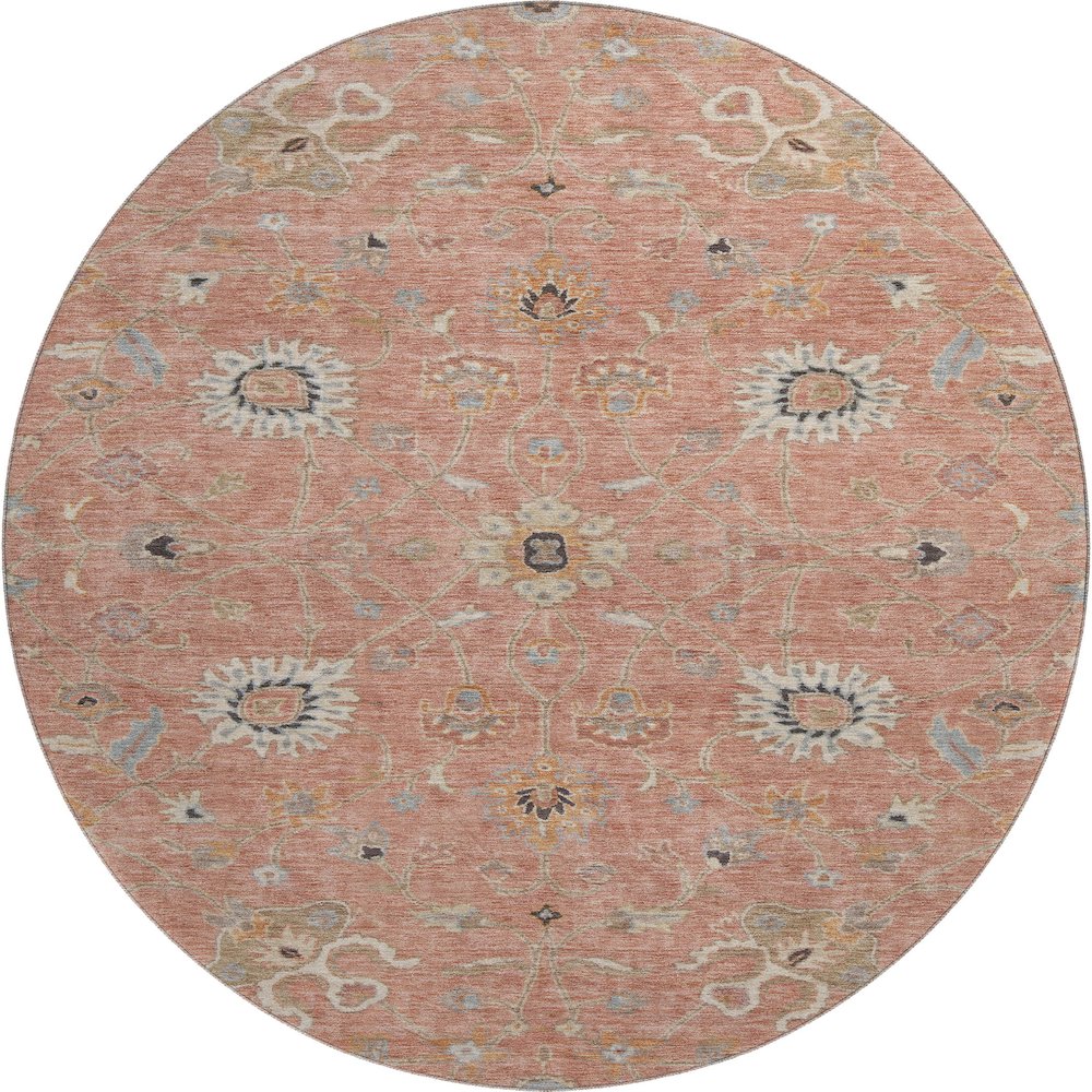 Premium Machine Washable Mayfield AMF1137 Pink 8' x 8' Round Rug. Picture 1