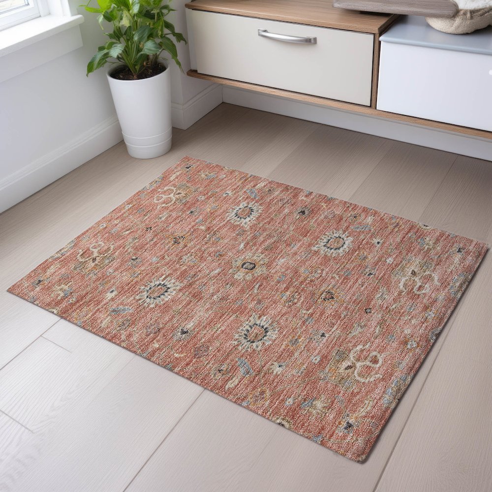 Premium Machine Washable Mayfield AMF1137 Pink 1'8" x 2'6" Rug. Picture 5