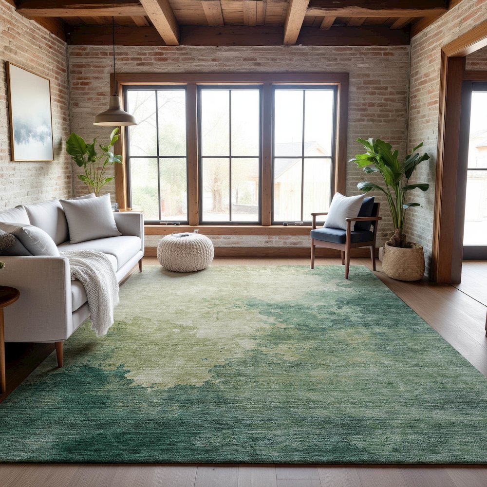 Premium Machine Washable Mayfield AMF1138 Green 2'6" x 3'10" Rug. Picture 5