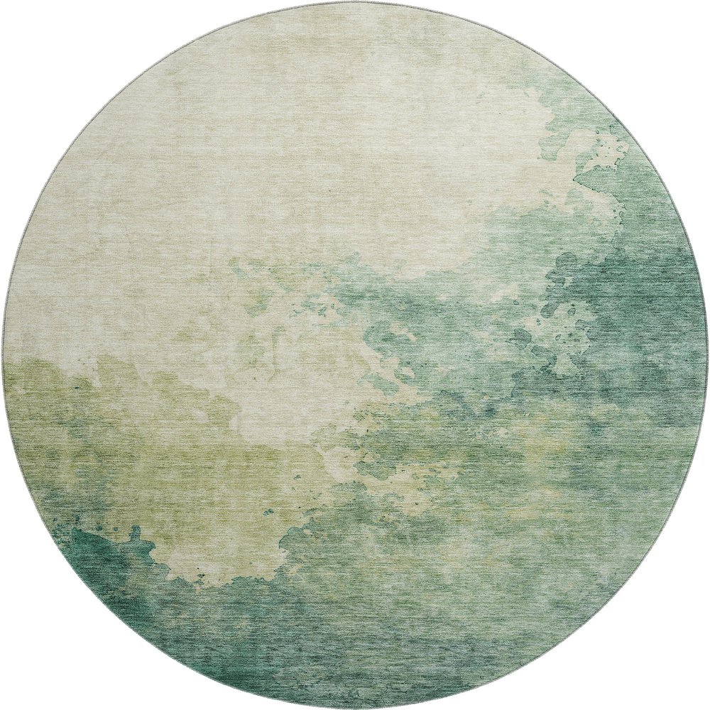 Premium Machine Washable Mayfield AMF1138 Green 8' x 8' Round Rug. Picture 1