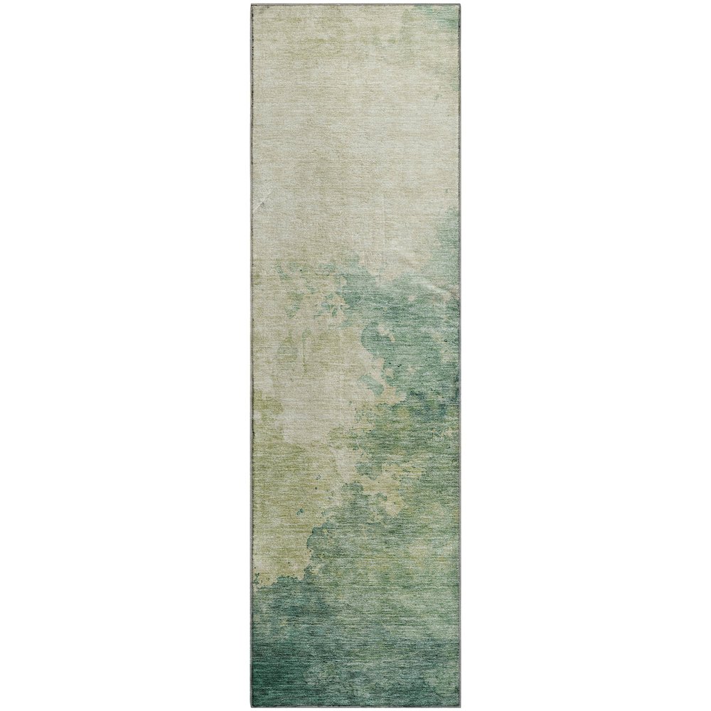 Premium Machine Washable Mayfield AMF1138 Green 2'3" x 7'6" Runner Rug. Picture 1