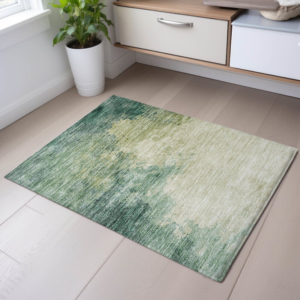 Premium Machine Washable Mayfield AMF1138 Green 1'8" x 2'6" Rug. Picture 5