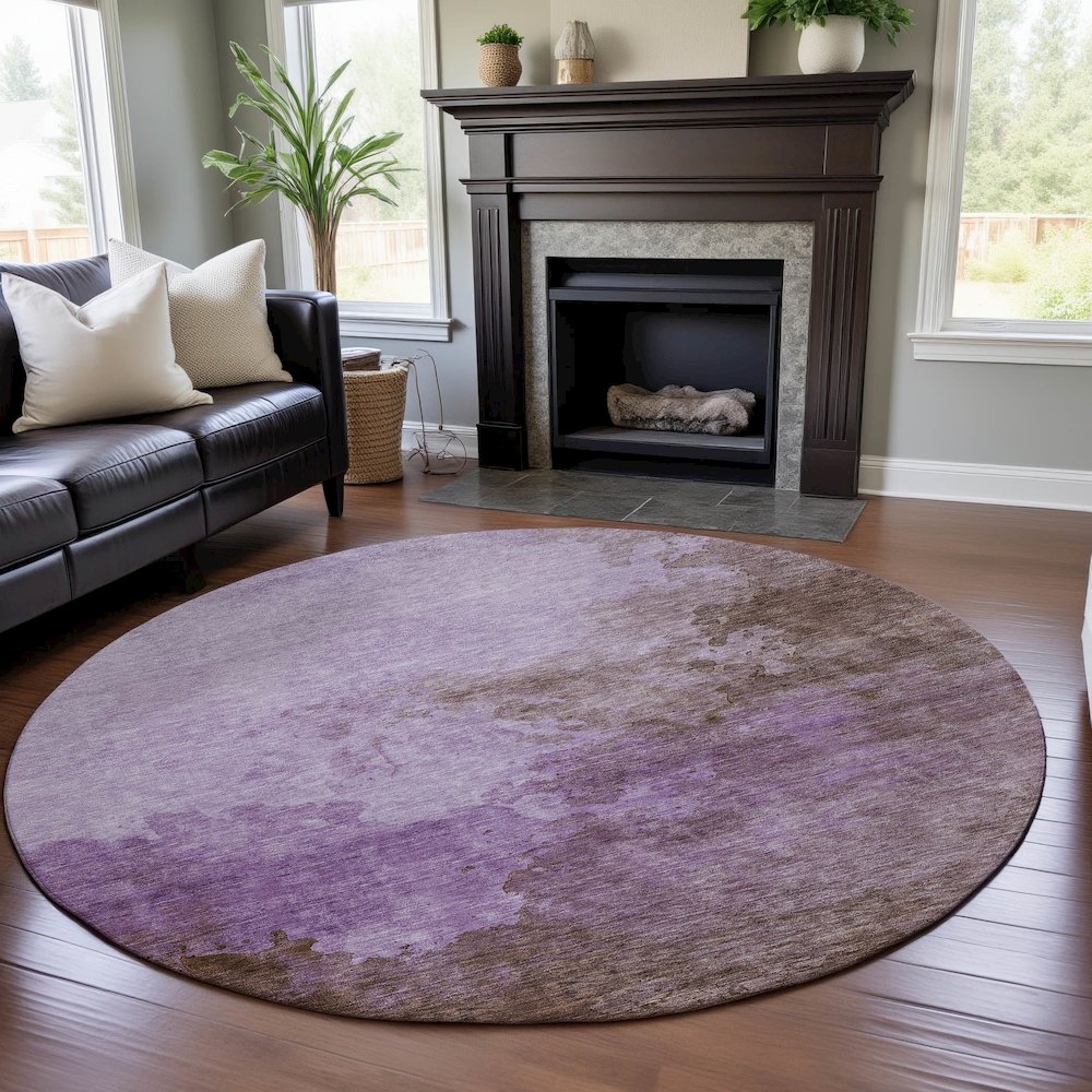 Premium Machine Washable Mayfield AMF1138 Lavender 8' x 8' Round Rug. Picture 5