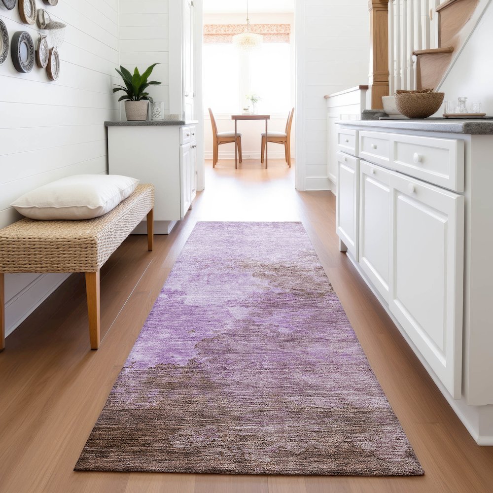 Premium Machine Washable Mayfield AMF1138 Lavender 2'3" x 7'6" Runner Rug. Picture 5