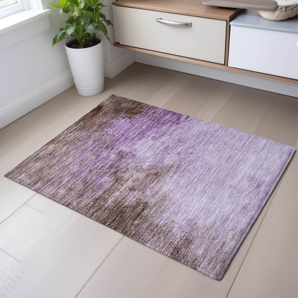 Premium Machine Washable Mayfield AMF1138 Lavender 1'8" x 2'6" Rug. Picture 5