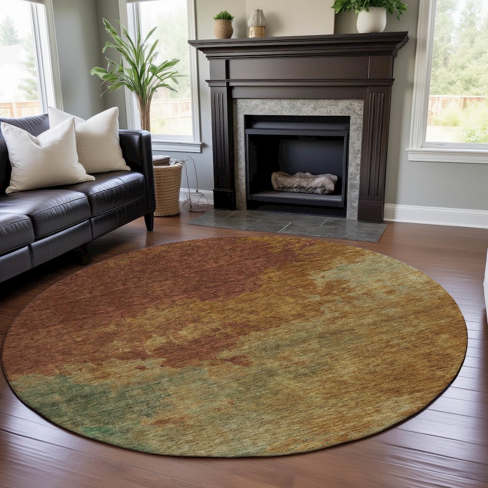 Premium Machine Washable Mayfield AMF1138 Paprika 8' x 8' Round Rug. Picture 5
