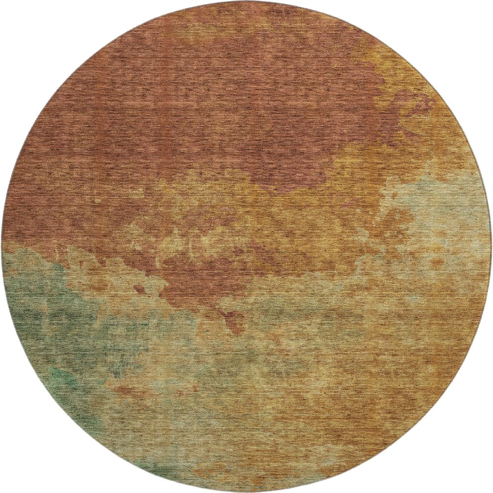 Premium Machine Washable Mayfield AMF1138 Paprika 8' x 8' Round Rug. Picture 1