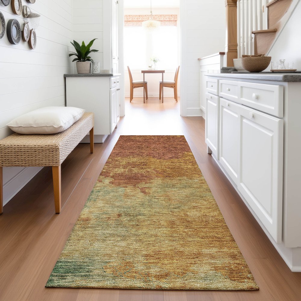 Premium Machine Washable Mayfield AMF1138 Paprika 2'3" x 7'6" Runner Rug. Picture 5