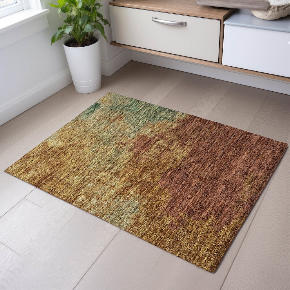 Premium Machine Washable Mayfield AMF1138 Paprika 1'8" x 2'6" Rug. Picture 5