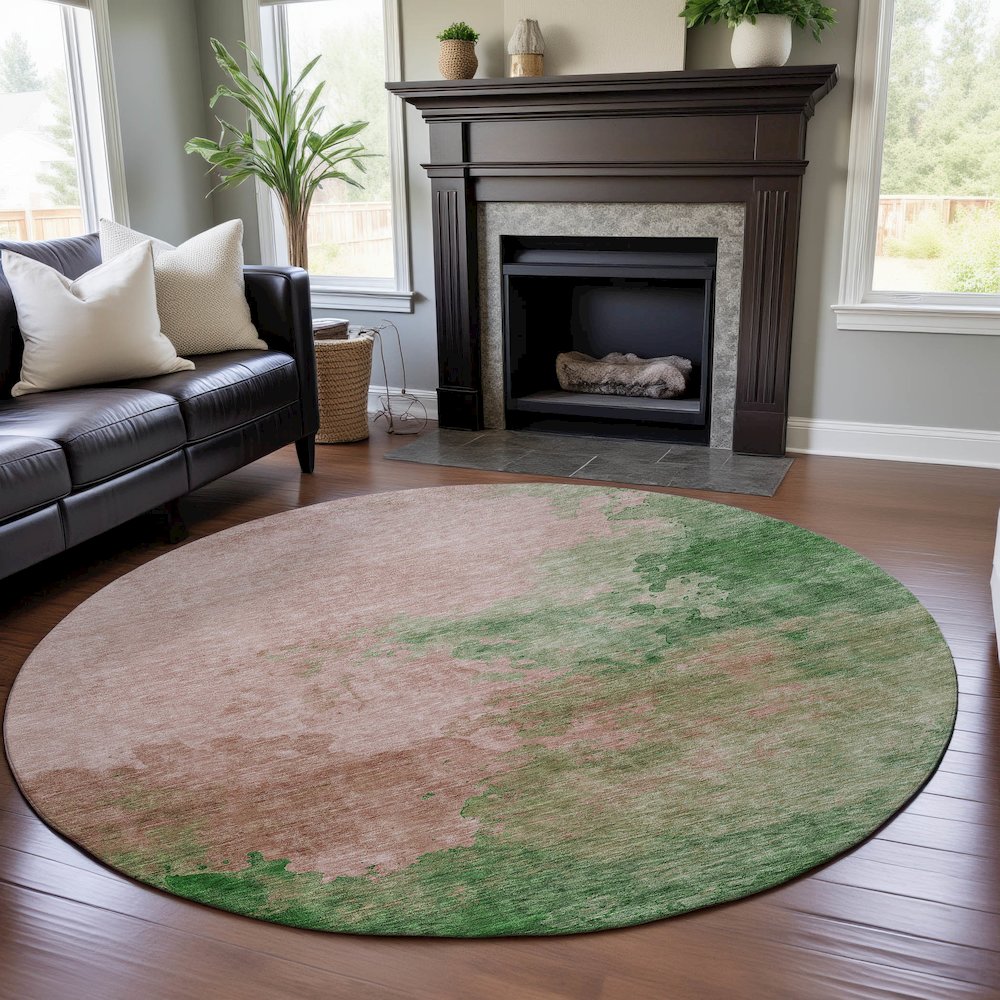 Premium Machine Washable Mayfield AMF1138 Pink 8' x 8' Round Rug. Picture 5