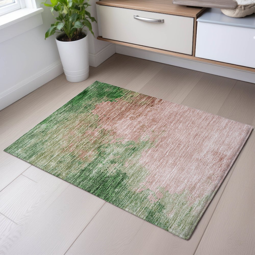 Premium Machine Washable Mayfield AMF1138 Pink 1'8" x 2'6" Rug. Picture 5