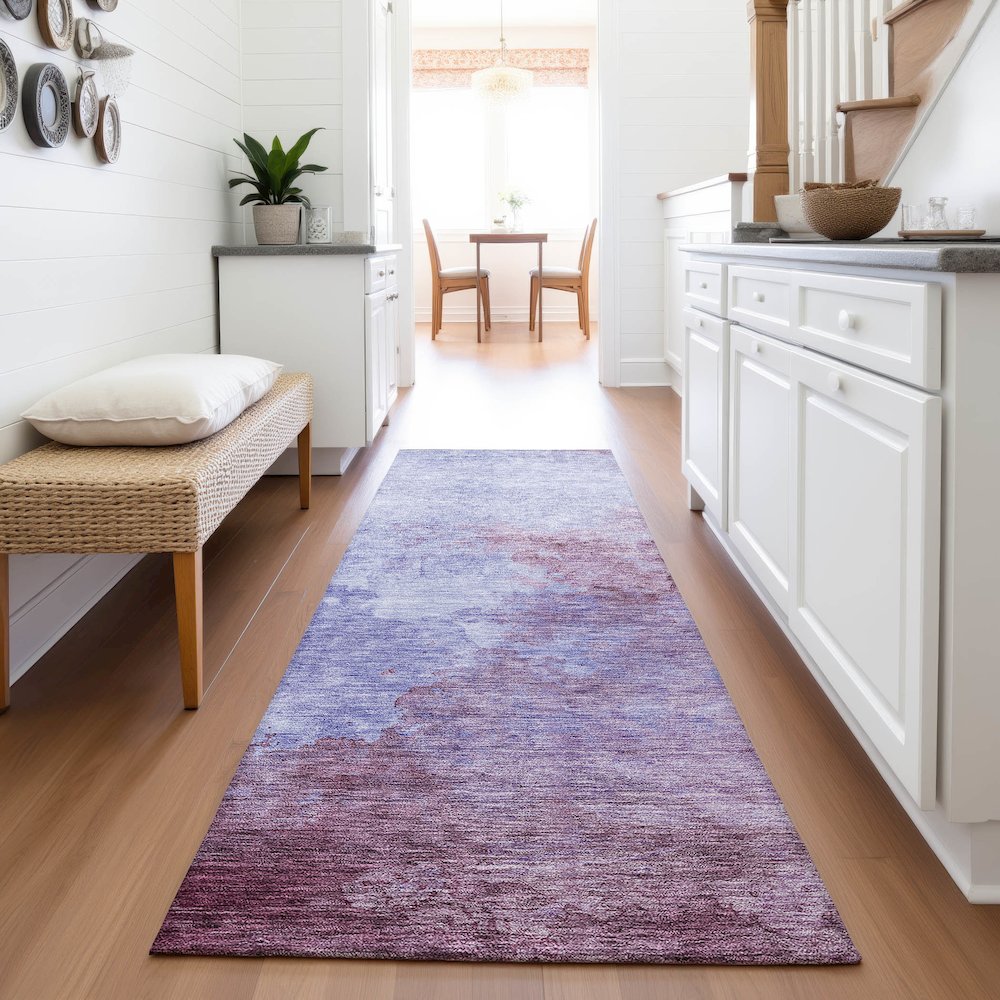 Premium Machine Washable Mayfield AMF1138 Purple 2'3" x 7'6" Runner Rug. Picture 5