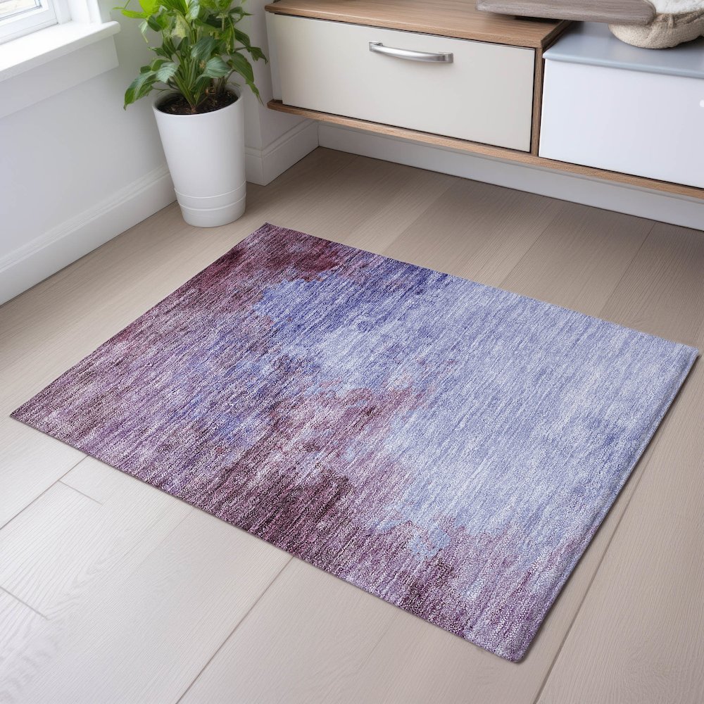 Premium Machine Washable Mayfield AMF1138 Purple 1'8" x 2'6" Rug. Picture 5