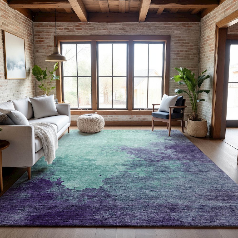 Premium Machine Washable Mayfield AMF1138 Seafoam 2'6" x 3'10" Rug. Picture 5