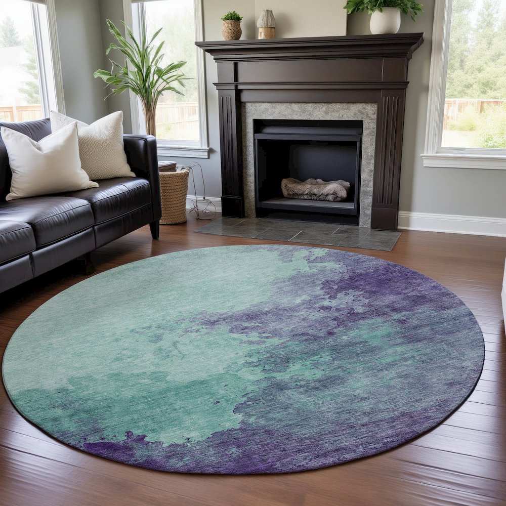 Premium Machine Washable Mayfield AMF1138 Seafoam 8' x 8' Round Rug. Picture 5