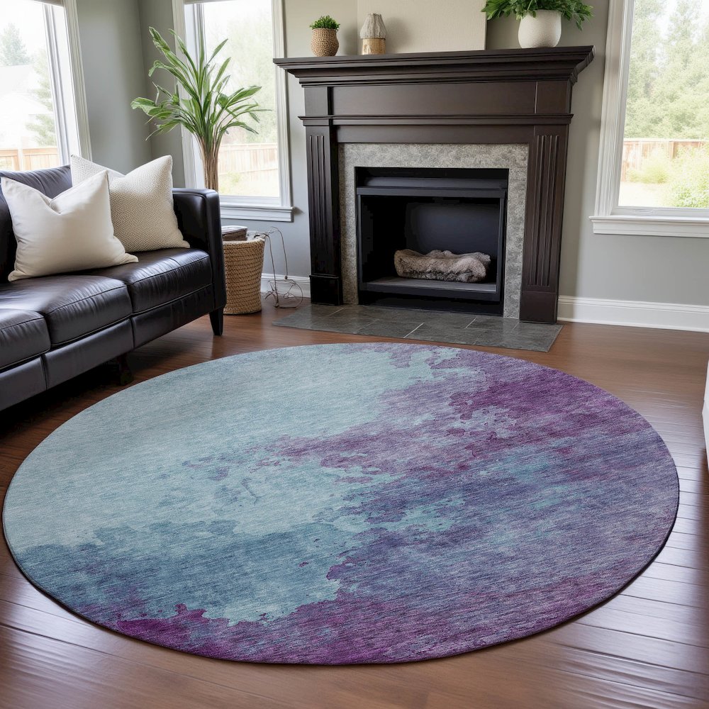 Premium Machine Washable Mayfield AMF1138 Sky 8' x 8' Round Rug. Picture 5