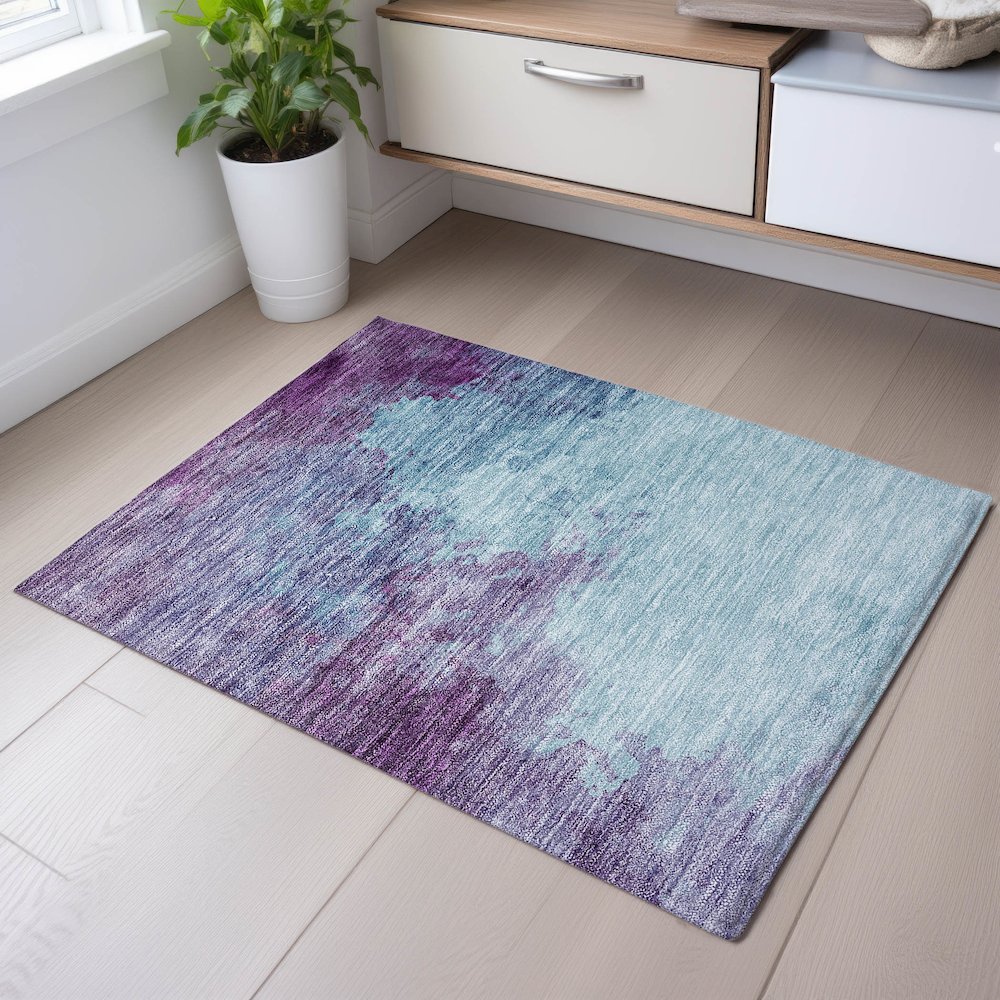 Premium Machine Washable Mayfield AMF1138 Sky 1'8" x 2'6" Rug. Picture 5