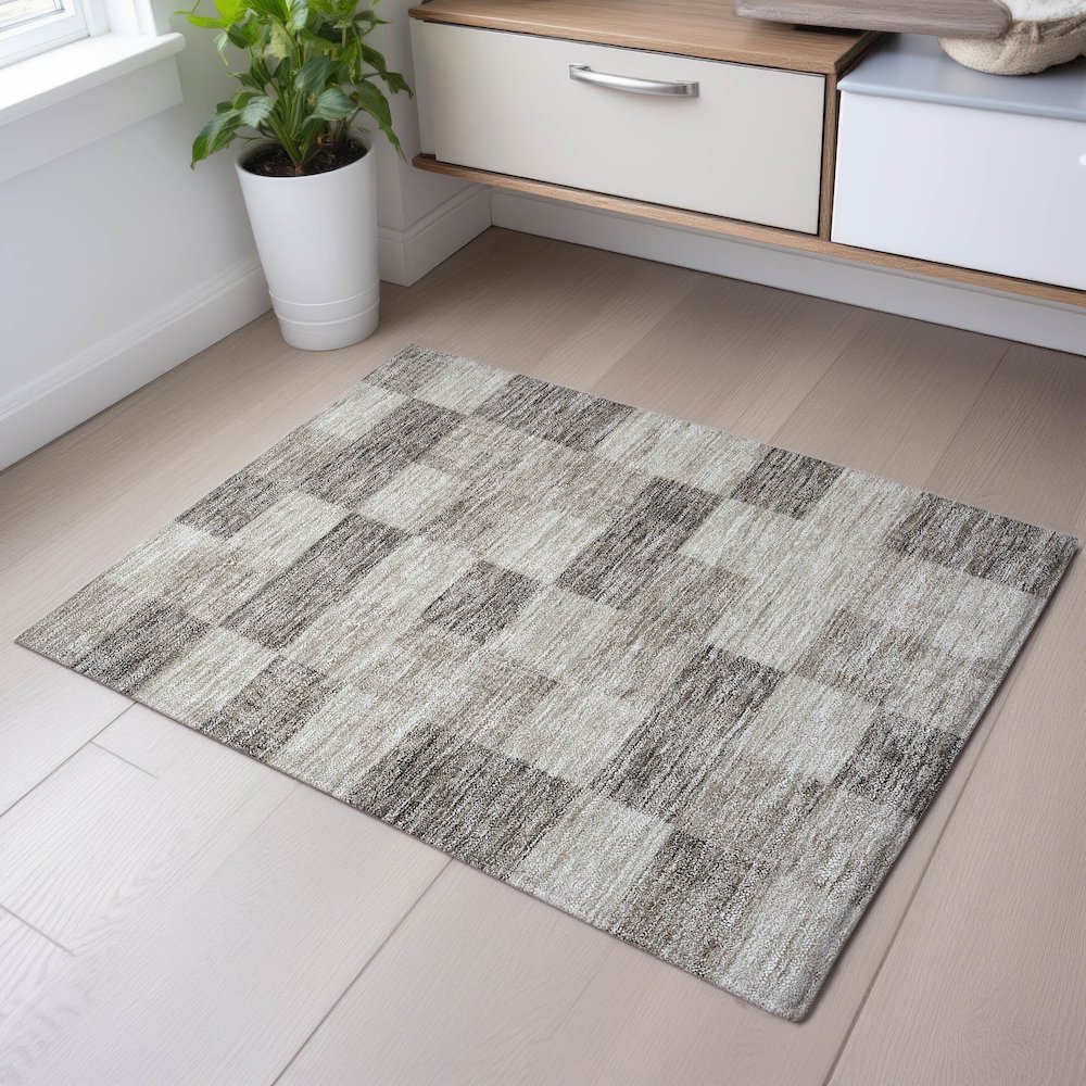 Premium Machine Washable Mayfield AMF1139 Beige 1'8" x 2'6" Rug. Picture 5