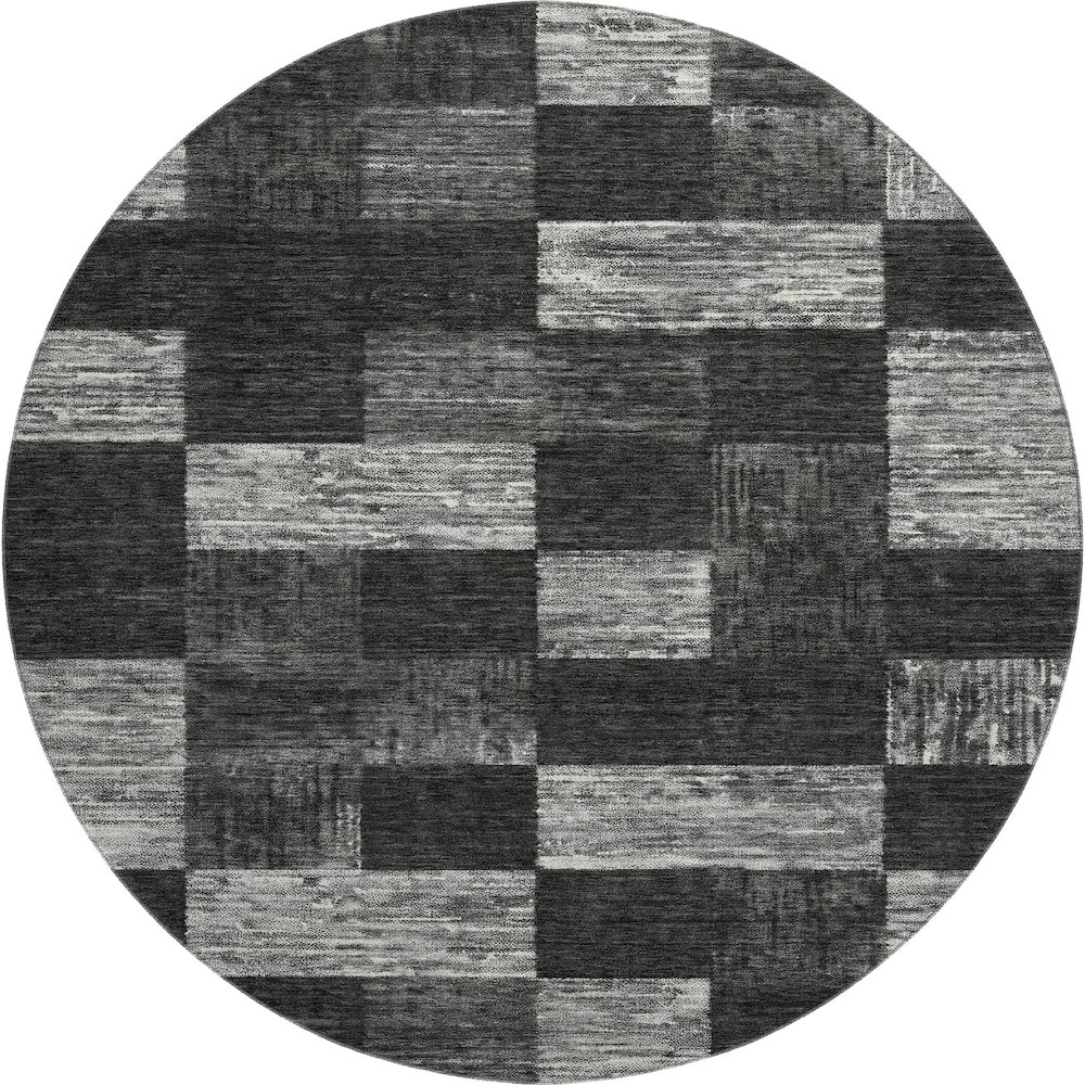 Premium Machine Washable Mayfield AMF1139 Black 8' x 8' Round Rug. Picture 1